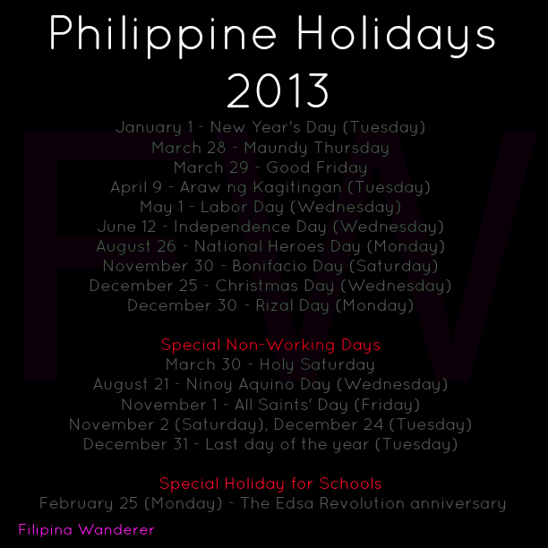 Philippine Holidays 2013